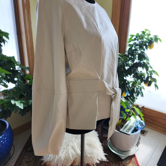 25110 EXPRESS Faux Vegan Leather Long Sleeved Top. Size Medium - Picture 3 of 12